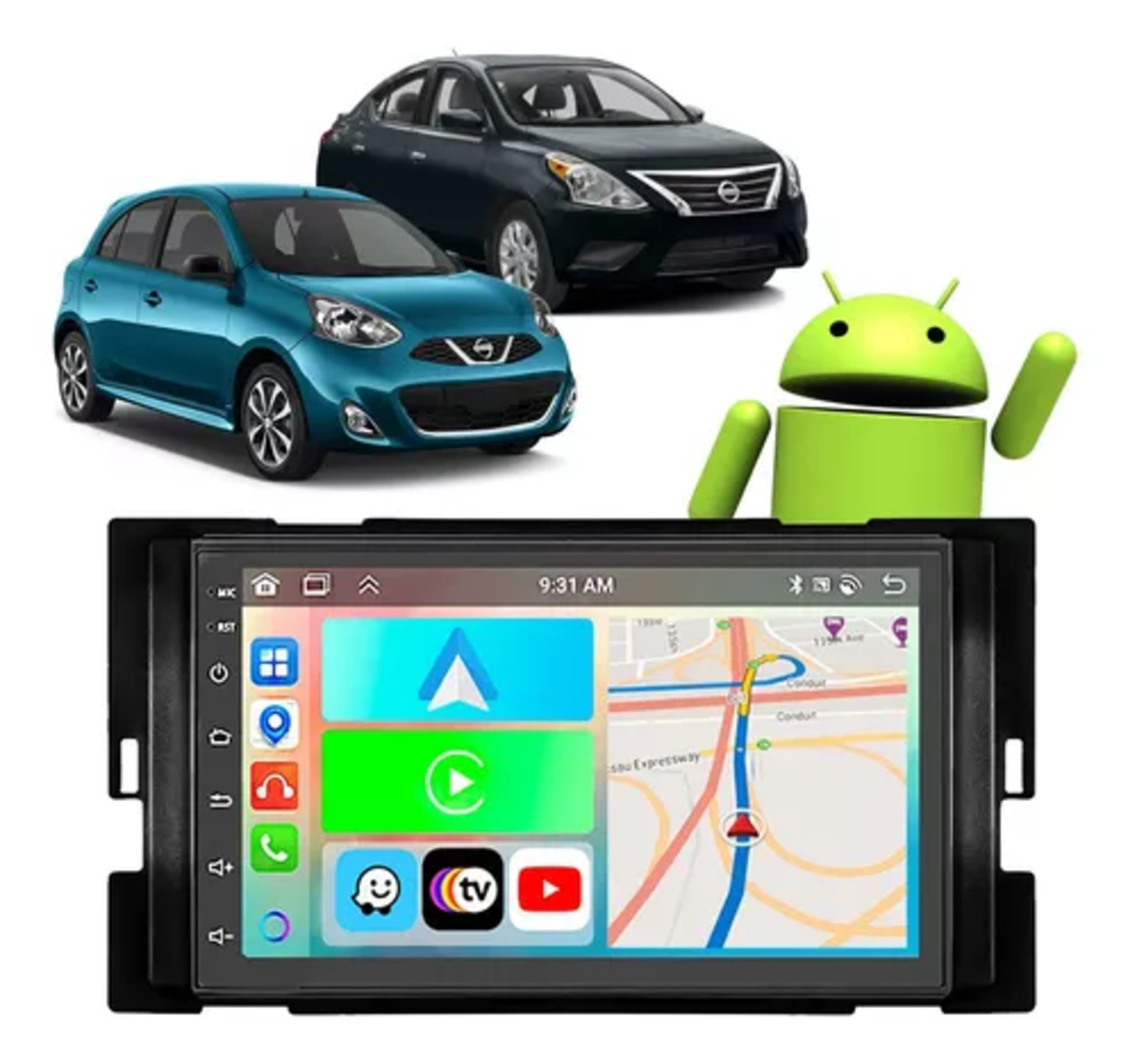 Kit Multimídia Carplay Android Auto March Versa 2014-2020 7" Polegadas ...