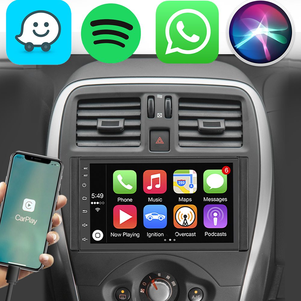 Kit Multimídia Carplay Android Auto March Versa 2014-2020 7" Polegadas ...