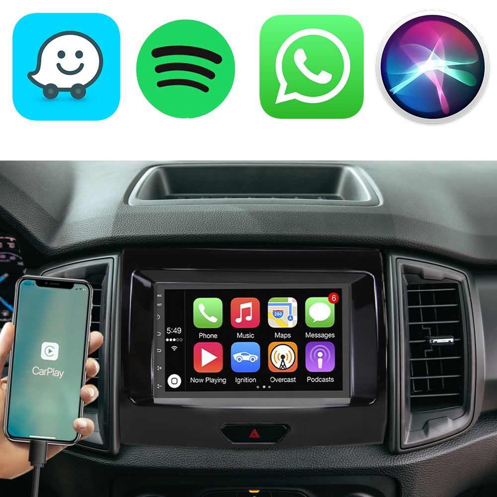 Kit Multimídia Ford Ranger 2017-2021 7" Android Auto CarPlay GPS TV ...