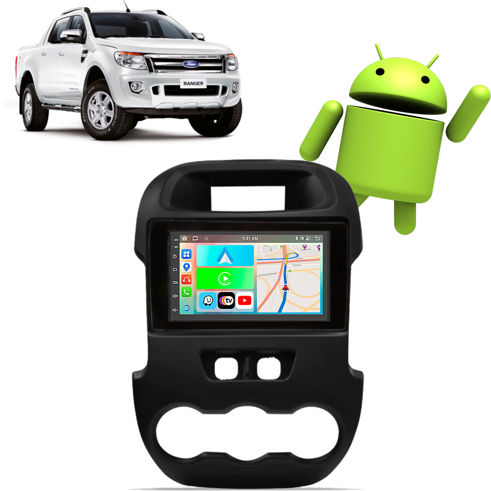 Kit Multimídia Ford Ranger 2012-2016 7" Android Auto CarPlay GPS TV ...