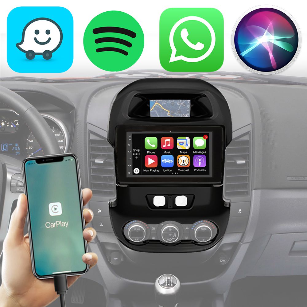 Kit Multimídia Ford Ranger 2012-2016 7" Android Auto CarPlay GPS TV ...