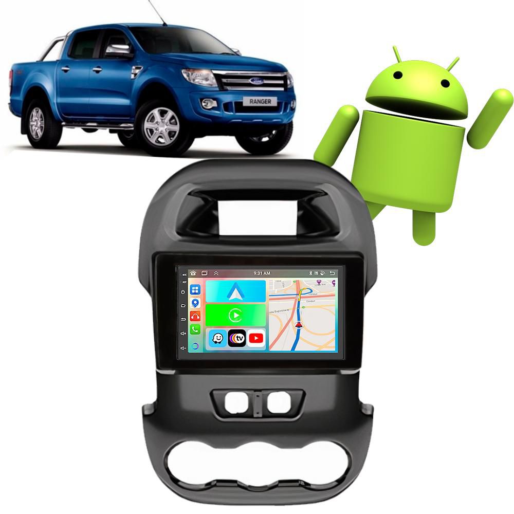 Kit Multimídia Ford Ranger 2012-2016 7" Android Auto CarPlay GPS TV ...
