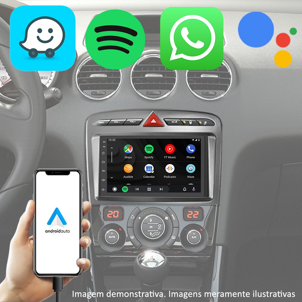 Kit Multimídia Peugeot 308 & 408 2012-2016 Android Auto CarPlay - Ecarshop