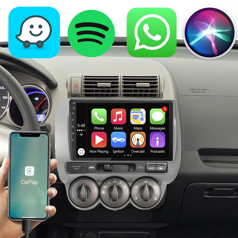 Central Multimídia Fit 2004-2008 Android CarPlay Siri GPS Bluetooth ...