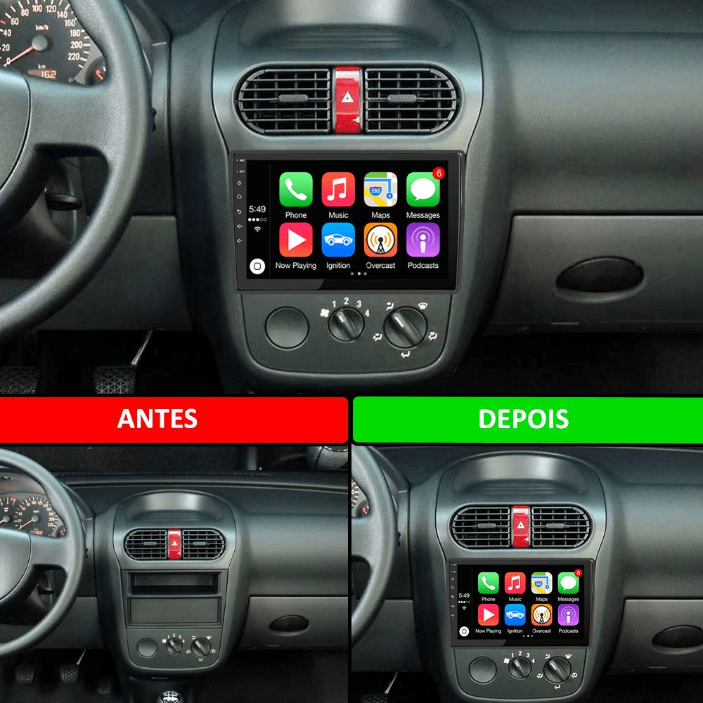 Kit Central Multimídia Android Corsa Montana 2002-2012 9" CarPlay GPS ...