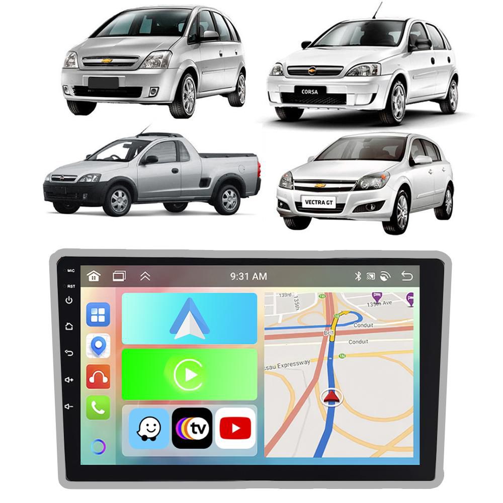 Kit Central Multimídia Android Corsa Montana 2002-2012 9" CarPlay GPS ...