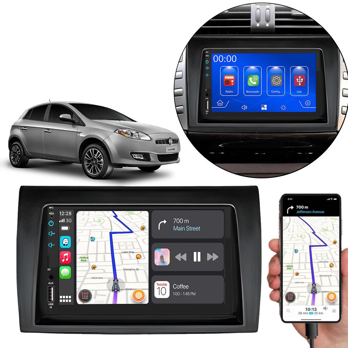 MP5 7 Polegadas CarPlay Android Auto Fiat Bravo 2011-2016 + Câmera ...
