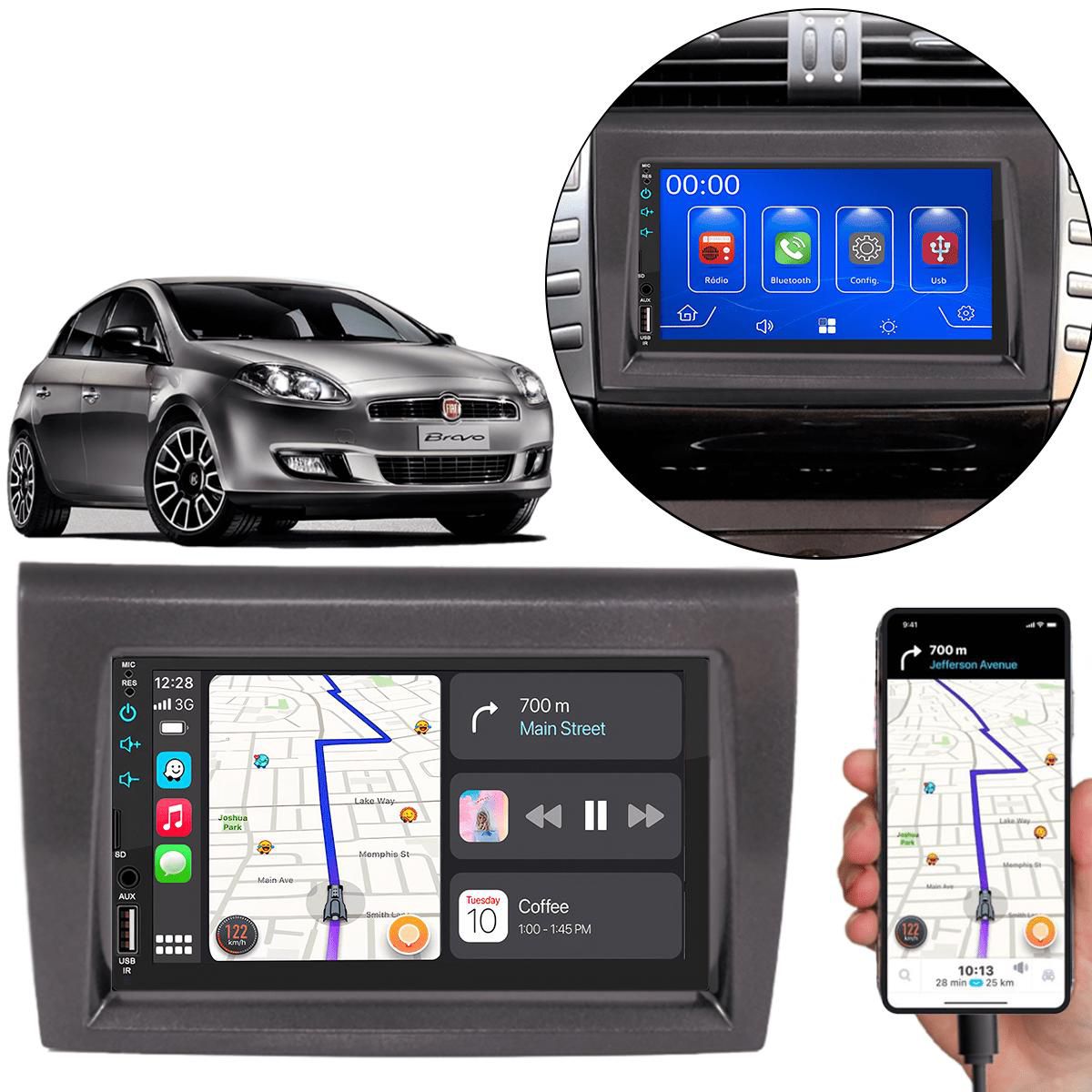MP5 7 Polegadas CarPlay Android Auto Fiat Bravo 2011-2016 + Câmera ...
