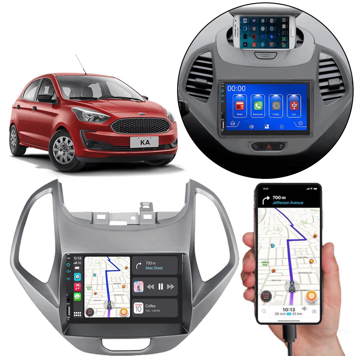 MP5 7 Polegadas CarPlay Android Auto Ford Ka 2018-2021 + Câmera - Ecarshop