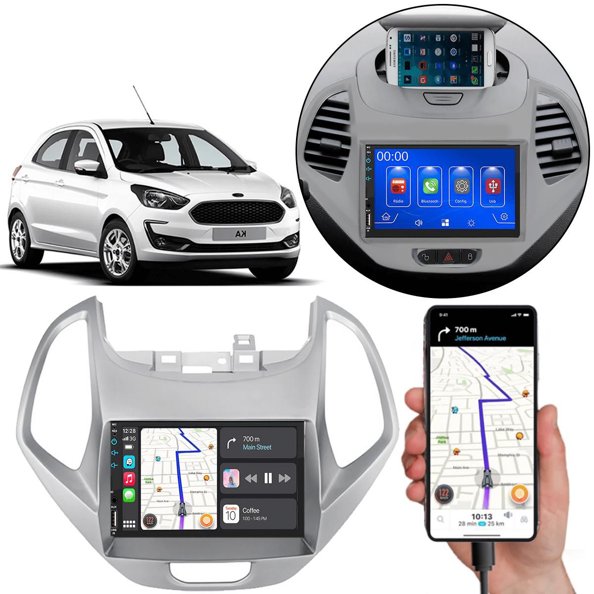 MP5 7 Polegadas CarPlay Android Auto Ford Ka 2018-2021 + Câmera - Ecarshop