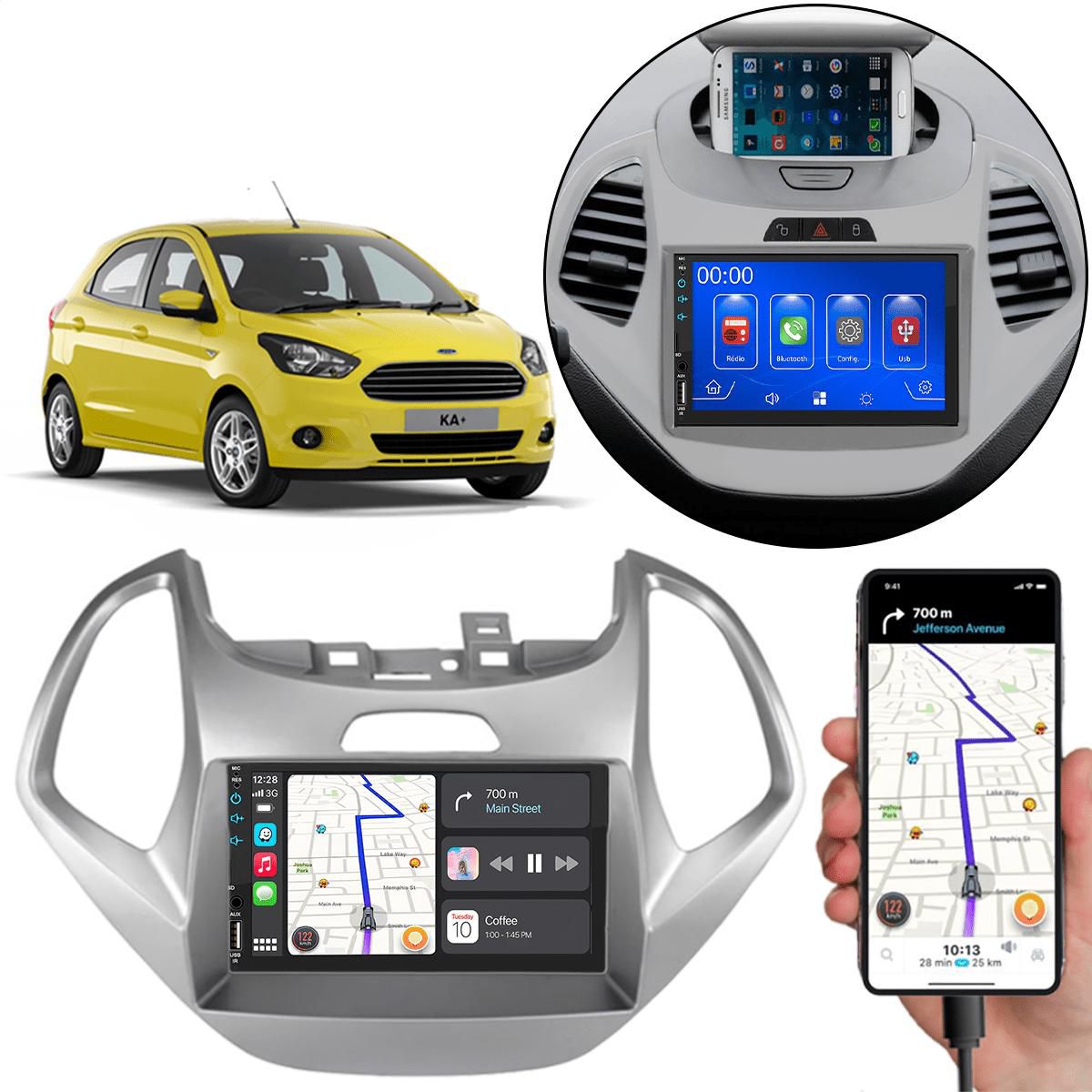 MP5 7 Polegadas CarPlay Android Auto Ford Ka 2015-2017 + Câmera de Ré ...