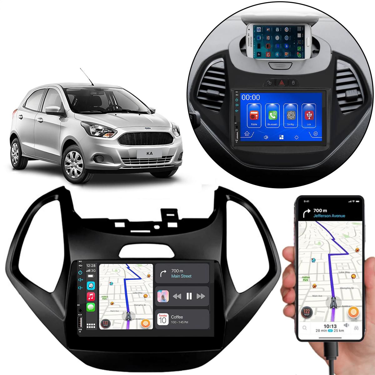 MP5 7 Polegadas CarPlay Android Auto Ford Ka 2015-2017 + Câmera de Ré ...