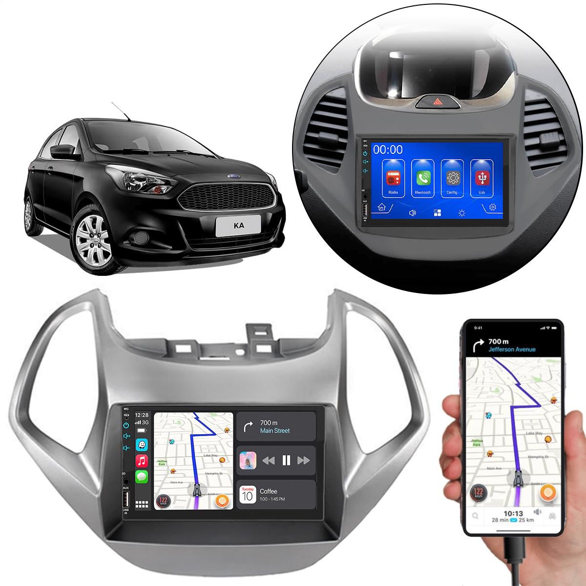 MP5 7 Polegadas CarPlay Android Auto Ford Ka 2015-2017 + Câmera - Ecarshop