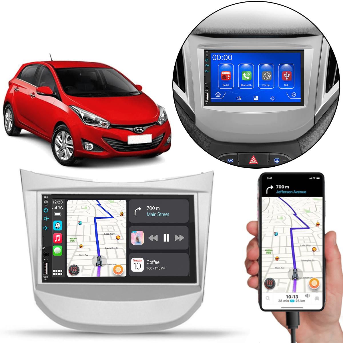 MP5 7 Polegadas CarPlay Android Auto HB20 2012-2019 Câmera de Ré - Ecarshop