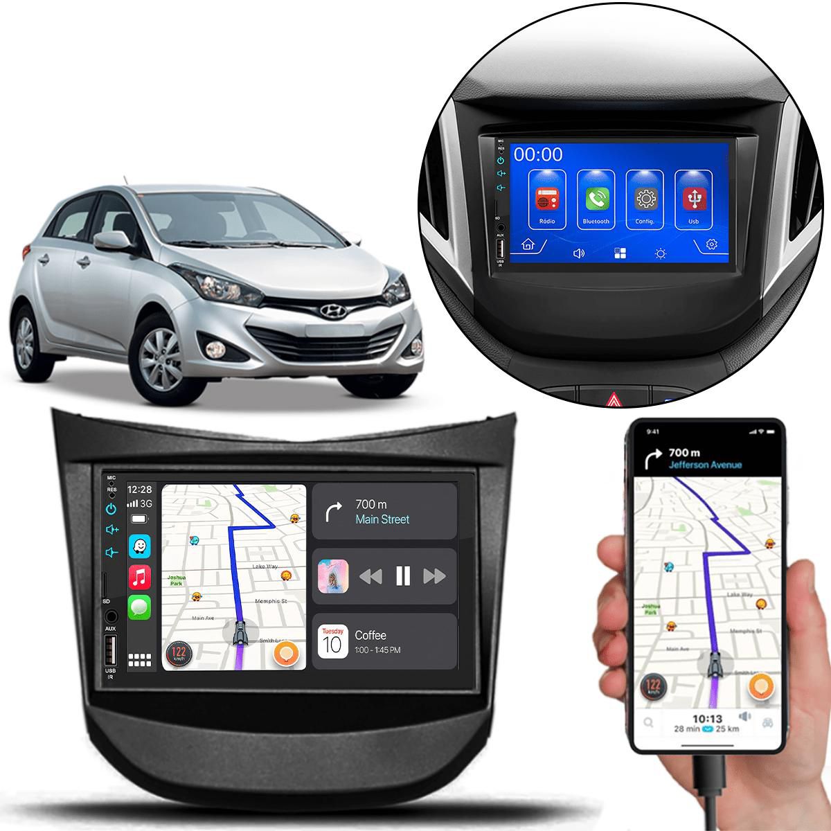 MP5 7 Polegadas CarPlay Android Auto HB20 2012-2019 Câmera de Ré - Ecarshop