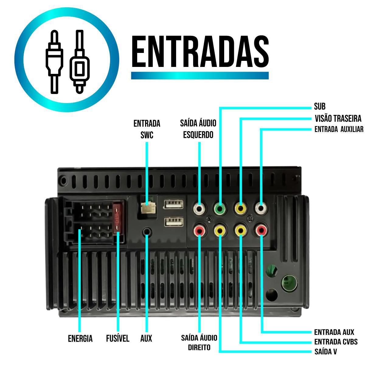 MP5 7 Polegadas CarPlay Android Auto HB20 2012-2019 Câmera de Ré - Ecarshop