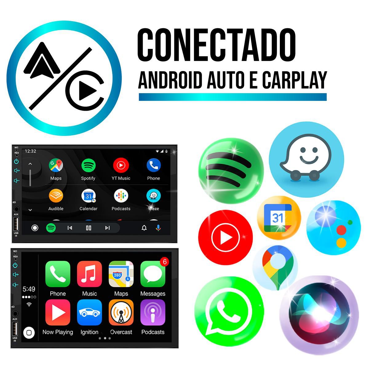 MP5 7 Polegadas CarPlay e Android Auto Gol G3 Parati G3 Saveiro e mais ...
