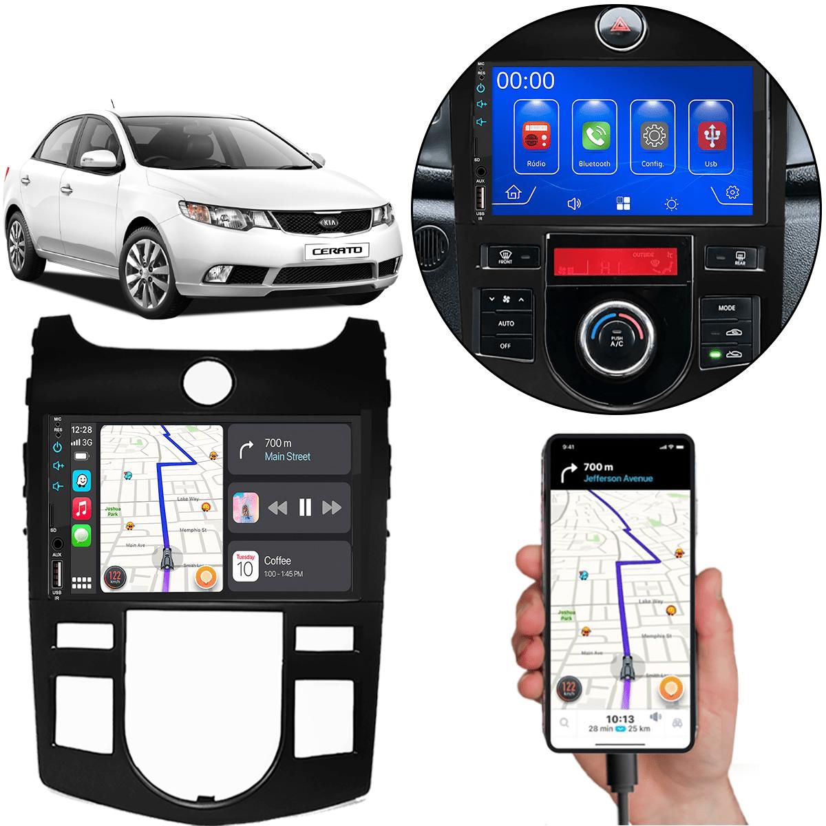 MP5 7 Polegadas CarPlay Android Auto Cerato 2009-2013 + Câmera - Ecarshop
