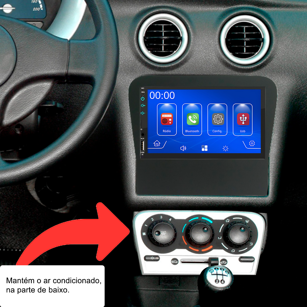 MP5 7 Polegadas CarPlay Android Auto Celta 2000-2005 + Câmera - Ecarshop