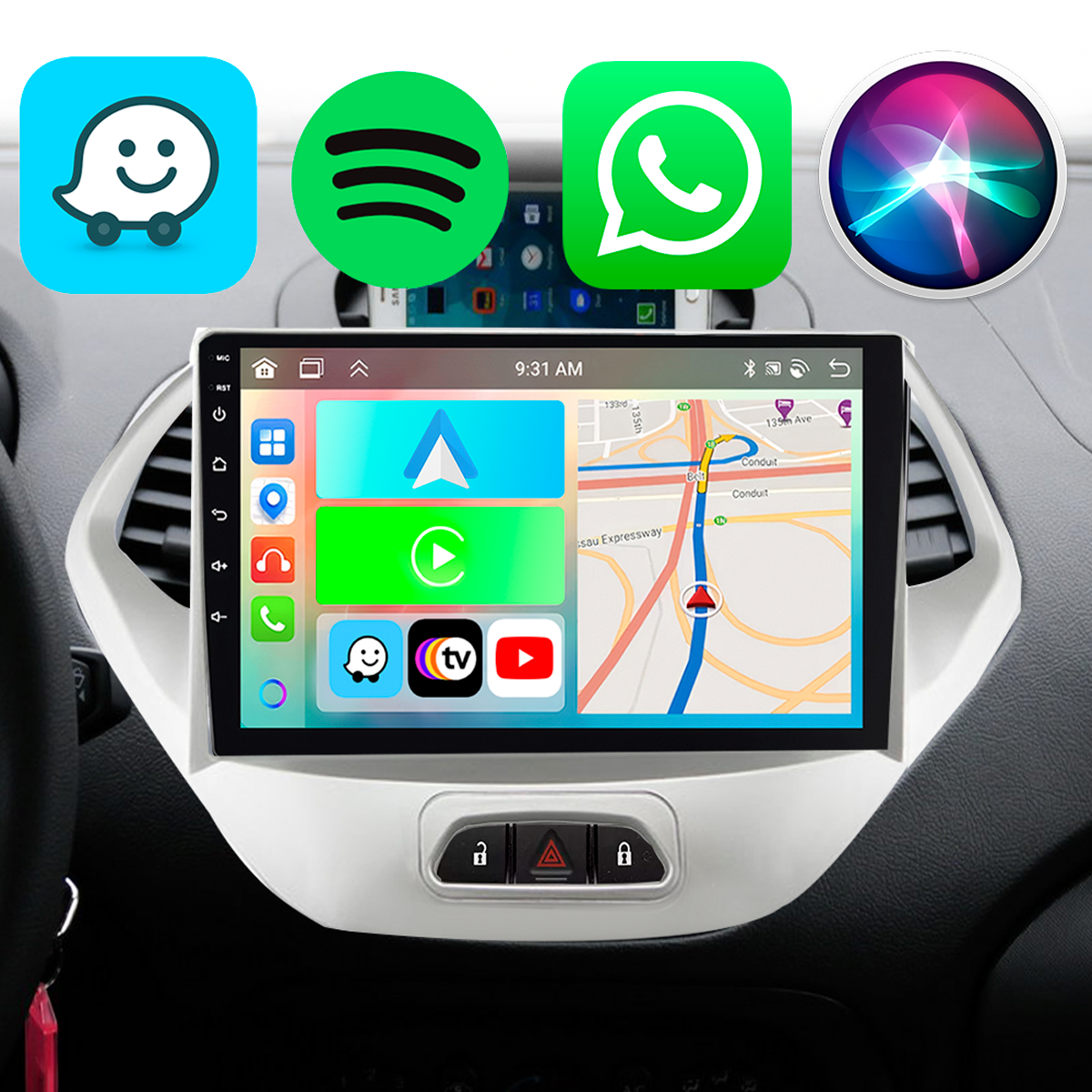 Kit Central Multimídia Android 9" Polegadas Ford Ka 2015-2017 CarPlay ...