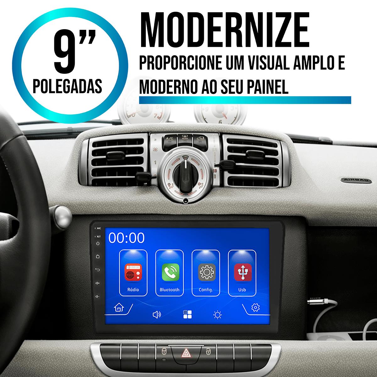 Kit Multimídia 9 Polegadas Smart ForTwo 2011 a 2015 MP5 CarPlay - Ecarshop
