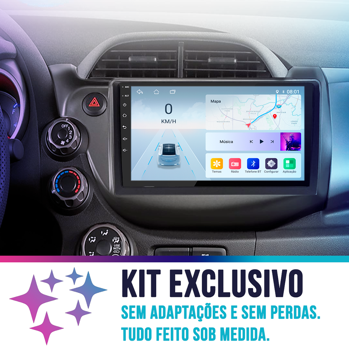 Kit Central Multimídia Android Octa-Core 4-64GB Honda Fit 2009 a