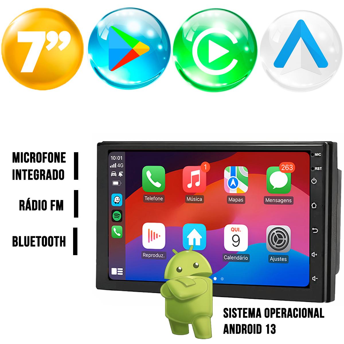 Central Multimídia Android 2GB RAM 32GB ROM CarPlay WiFi GPS - Ecarshop