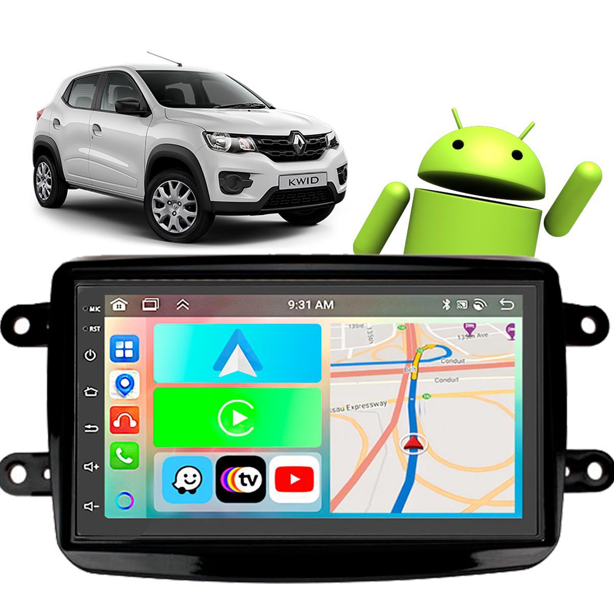 Kit Central Multimídia Android 2-32GB Renault Kwid 2017 a 2022