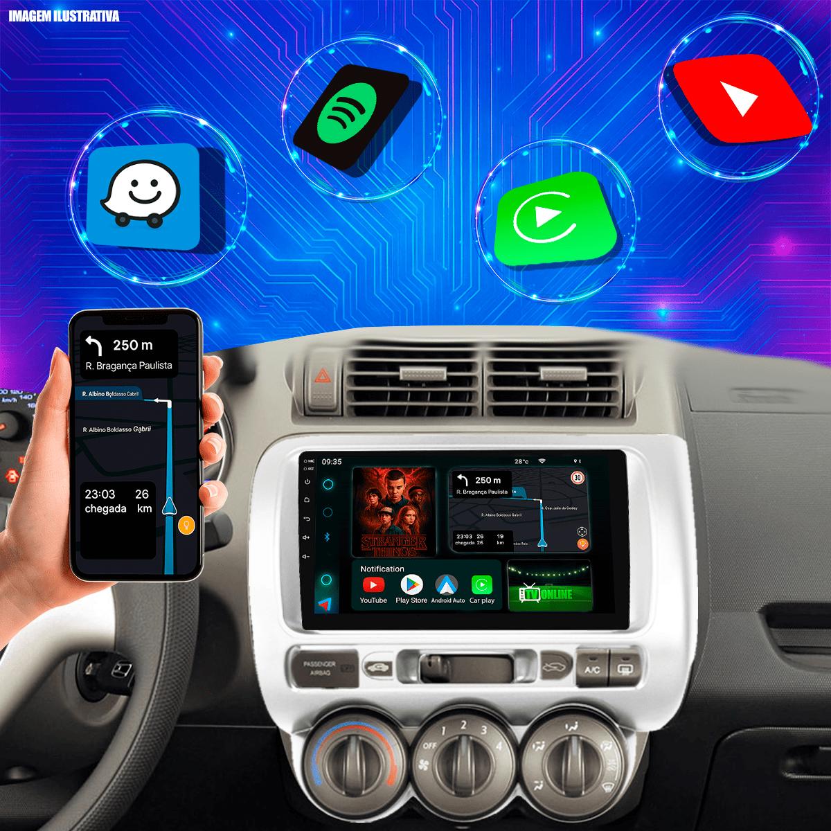 Kit Multimídia Android 9” Honda Fit 2004 a 2008 | 4GB + 64GB, CarPlay e ...