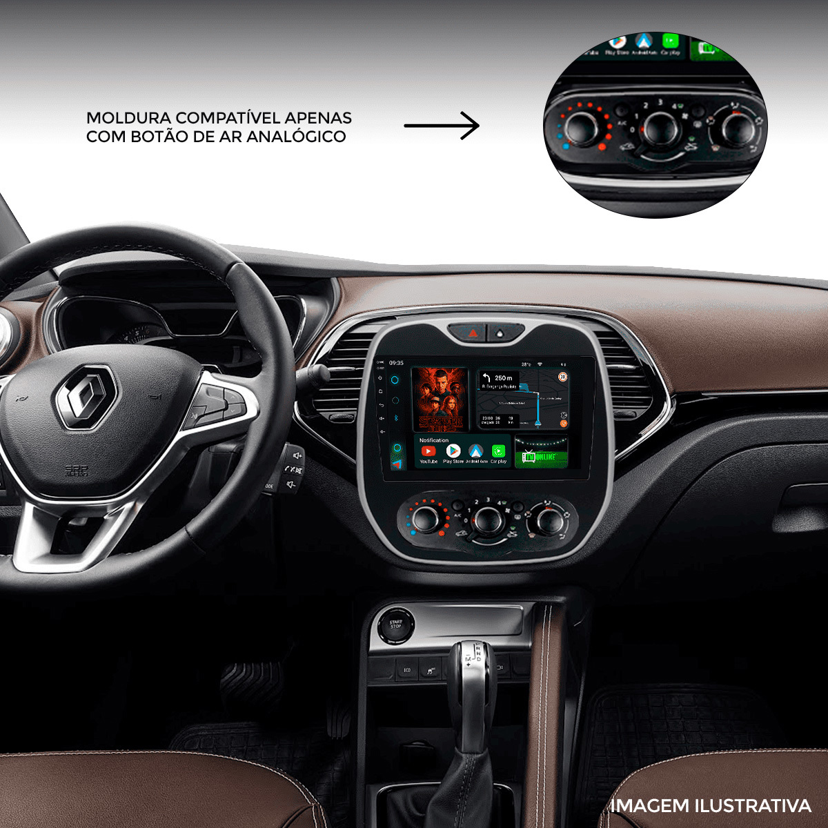 Kit Multimídia Renault Captur 9p CarPlay Android Auto - Ecarshop