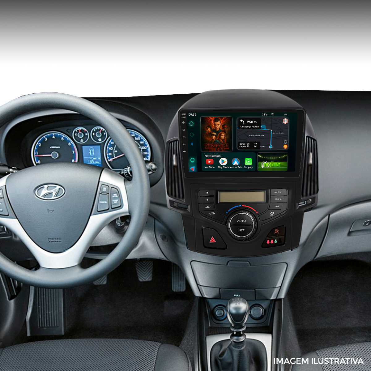 Kit Multimidia Android 4+64GB 9p I30 09-12 Carplay + Maps - Ecarshop