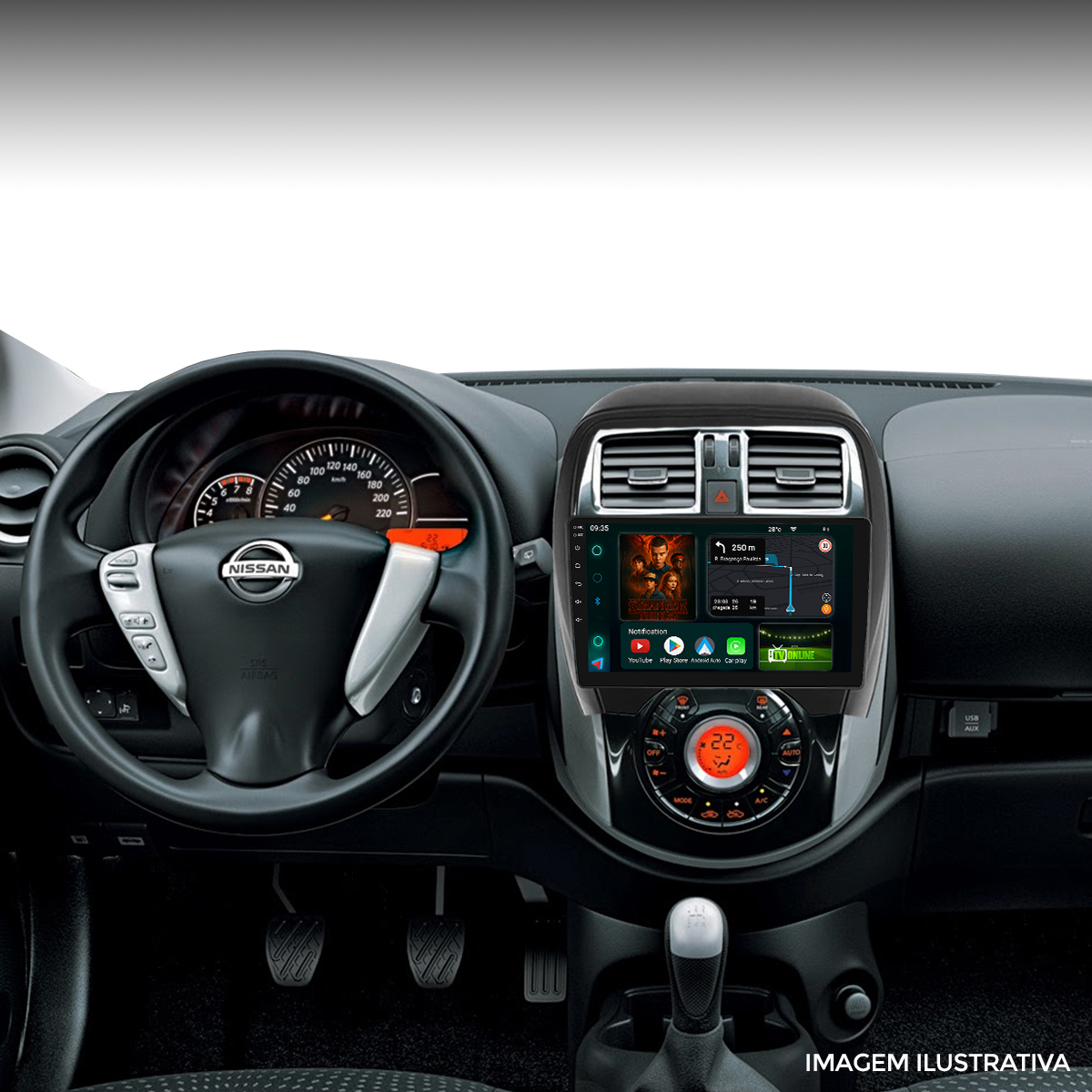Kit Multimídia 9” March Versa 2014 a 2020 CarPlay Android - Ecarshop