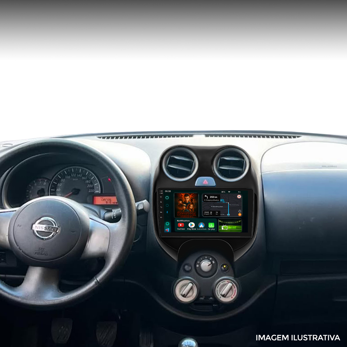 Central Multimídia 9” March Versa 2011 a 2013 CarPlay Android - Ecarshop