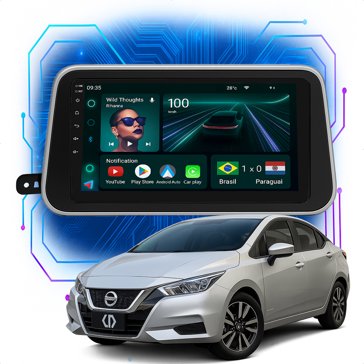 Kit Multimídia Versa 2021 a 2023 9” CarPlay Android - Ecarshop