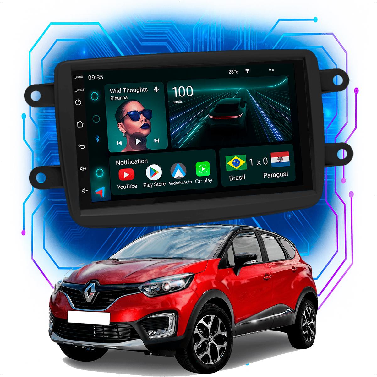 Central Multimídia Captur 7” CarPlay Android Auto GPS - Ecarshop
