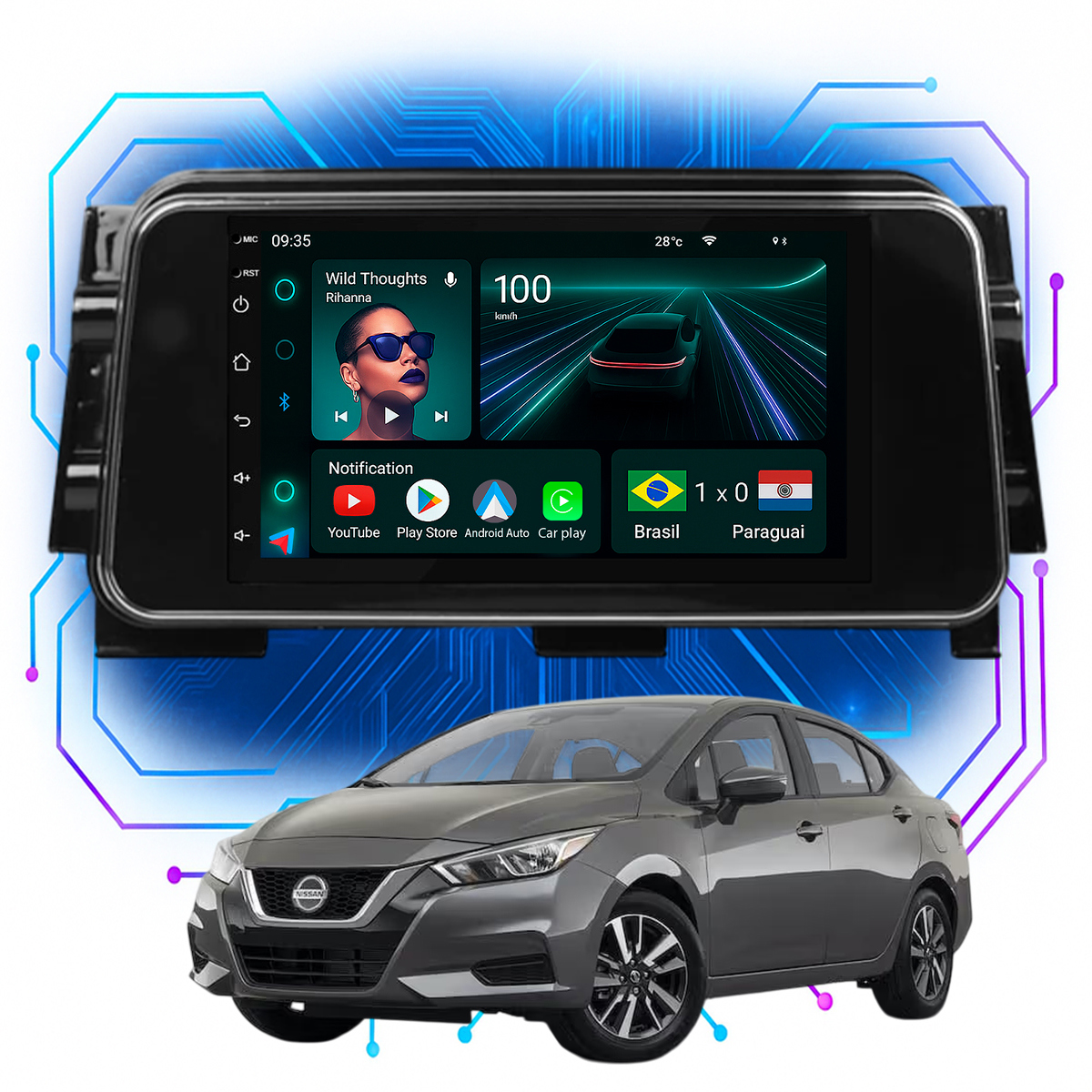 Central Multimídia Versa 7” CarPlay Android Auto GPS - Ecarshop