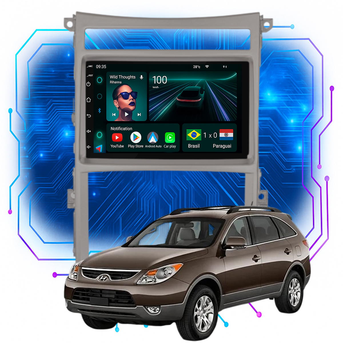 Central Multimídia Vera Cruz 7” CarPlay Android Auto GPS - Ecarshop