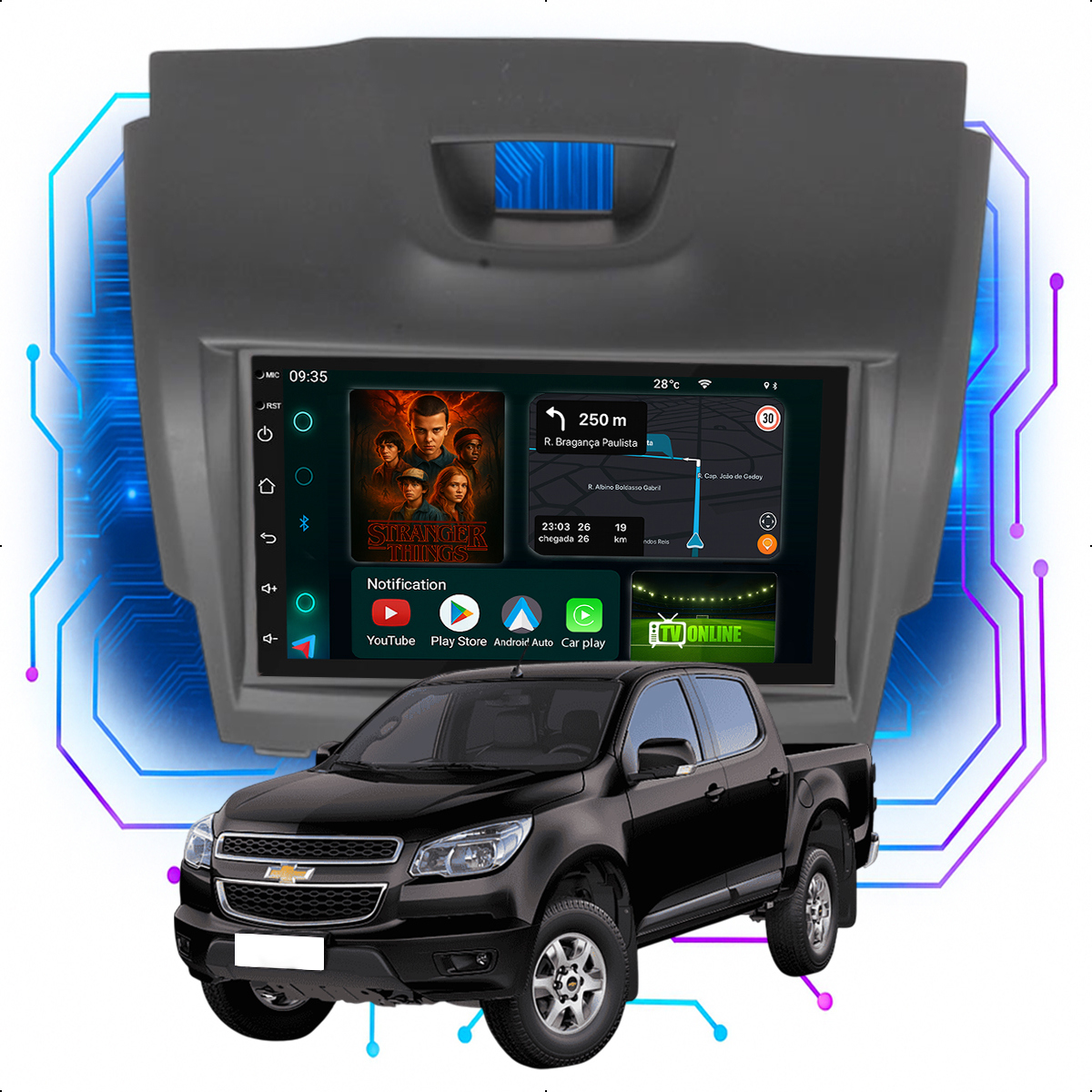 Central Multimídia S10 2012 a 2016 CarPlay Android GPS - Ecarshop