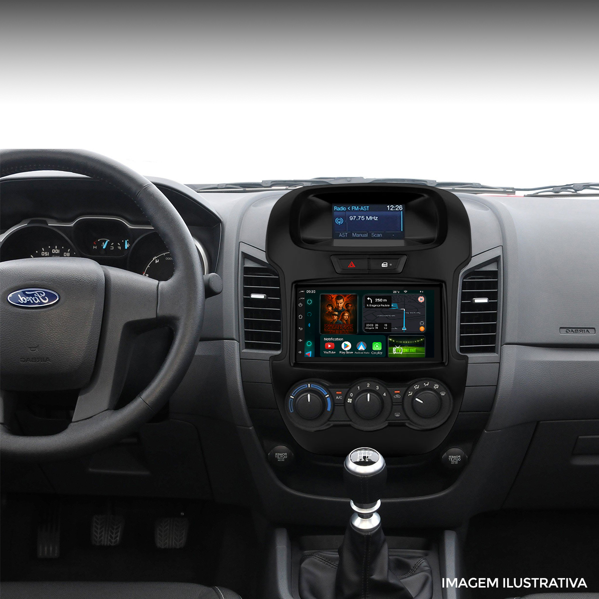 Central Multimídia 7” Ford Ranger 2012 a 2016 CarPlay Android Auto ...