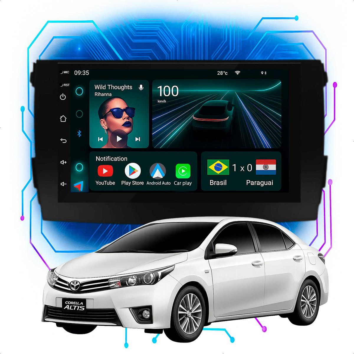 Central Multimídia Corolla 2009 2014 7" CarPlay Android Auto GPS - Ecarshop