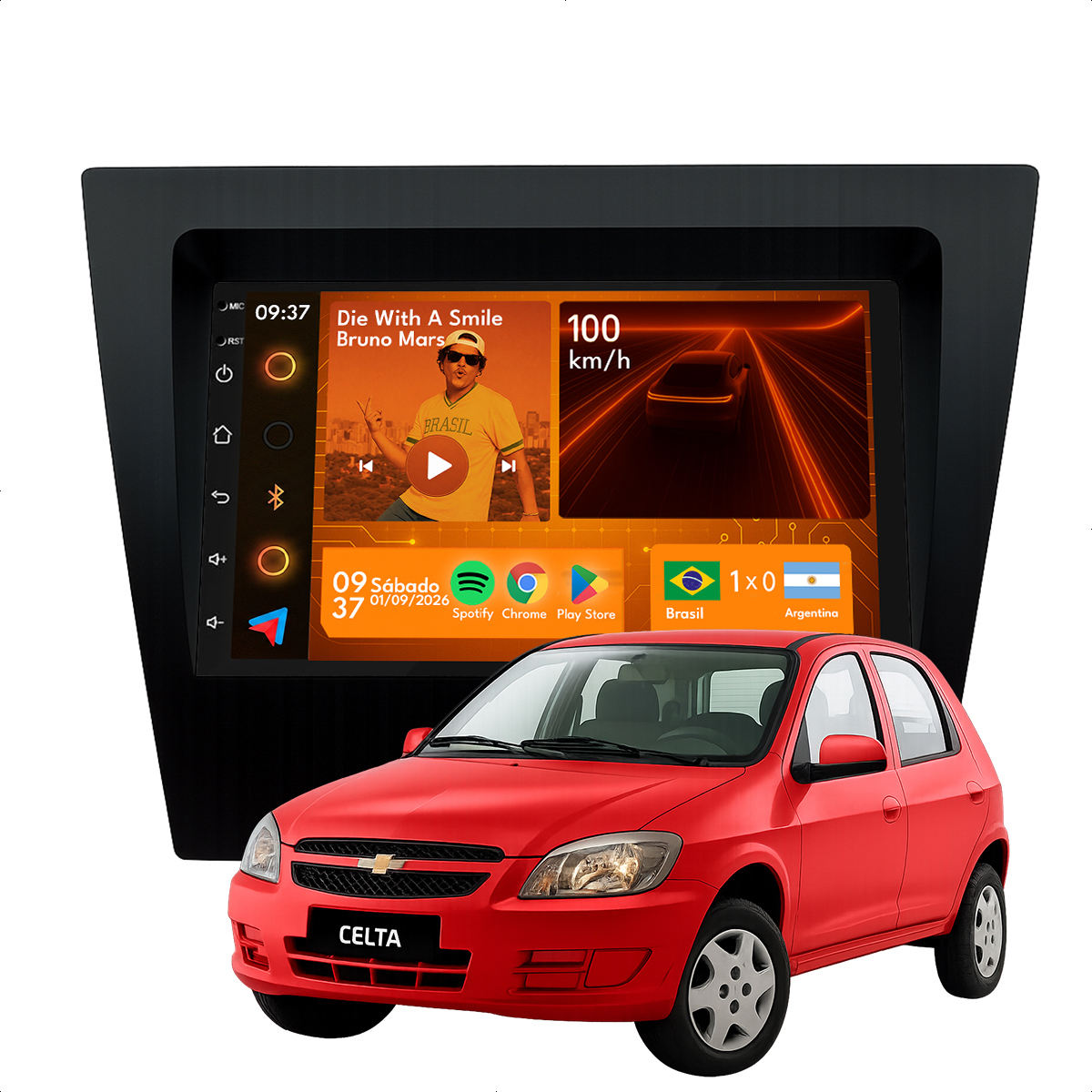 Central Multimídia Celta 2006 a 2016 CarPlay Android Auto 7” GPS - Ecarshop