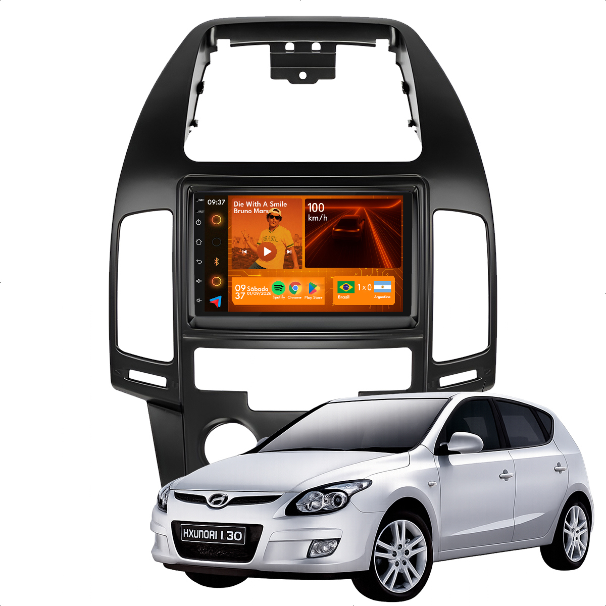 Central Multimídia Hyundai i30 2009 a 2012 CarPlay Android Auto 7 ...