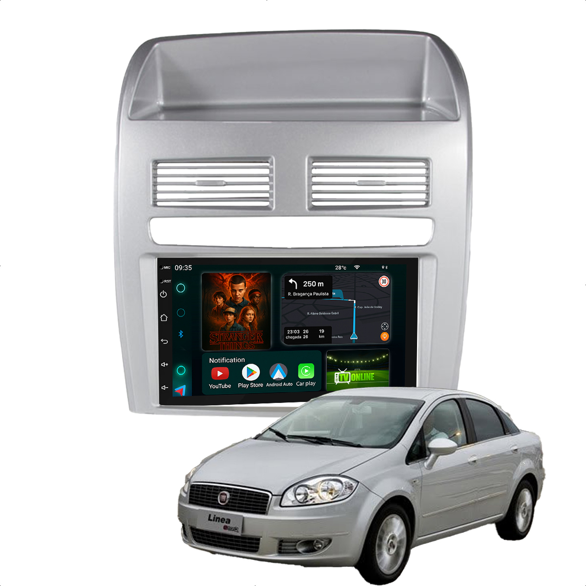Central Multimídia Linea 2009-2014 CarPlay Android Auto GPS 7" - Ecarshop