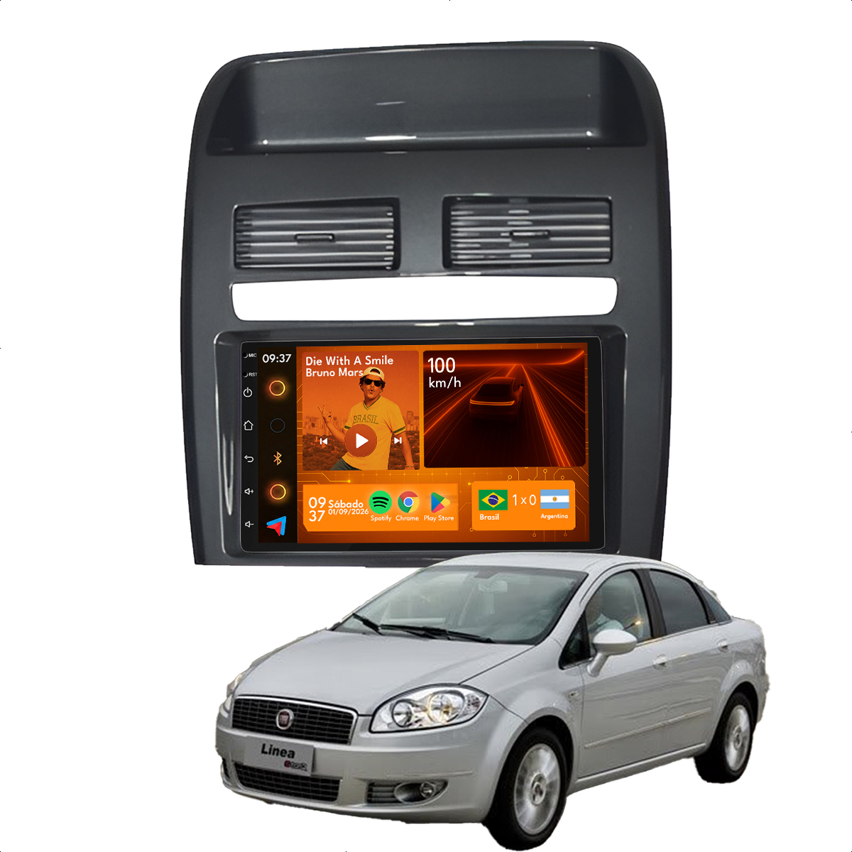 Central Multimídia Linea 2009-2014 CarPlay Android Auto GPS 7" - Ecarshop