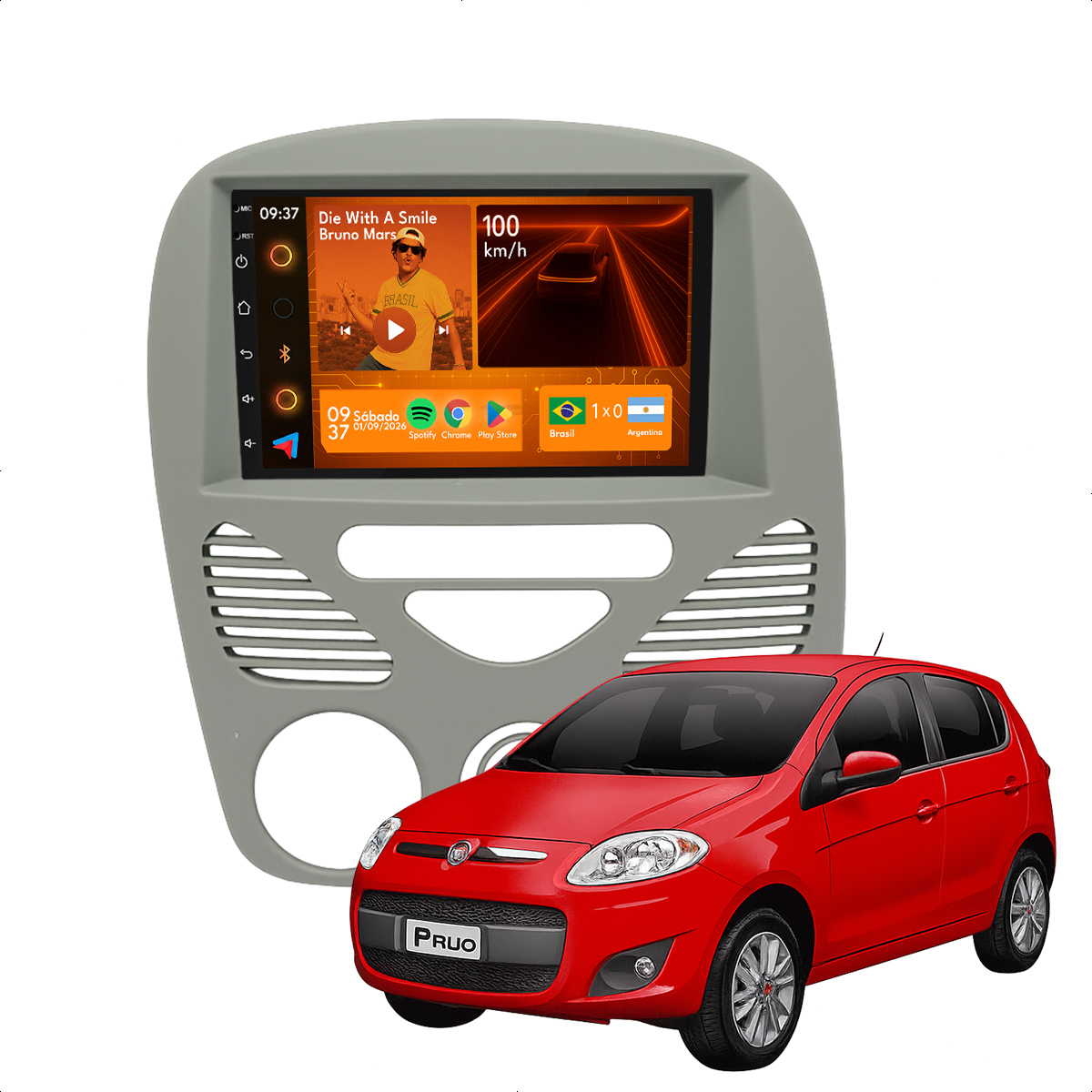 Central Multimídia Palio 7” CarPlay Android Auto GPS Câmera - Ecarshop