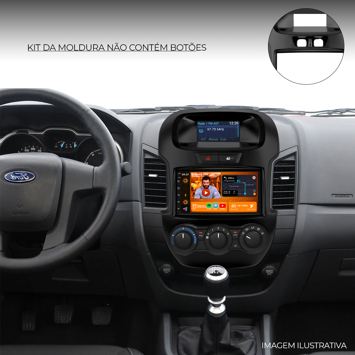 Central Multimídia Ranger 7” CarPlay Android Auto GPS Câmera - Ecarshop
