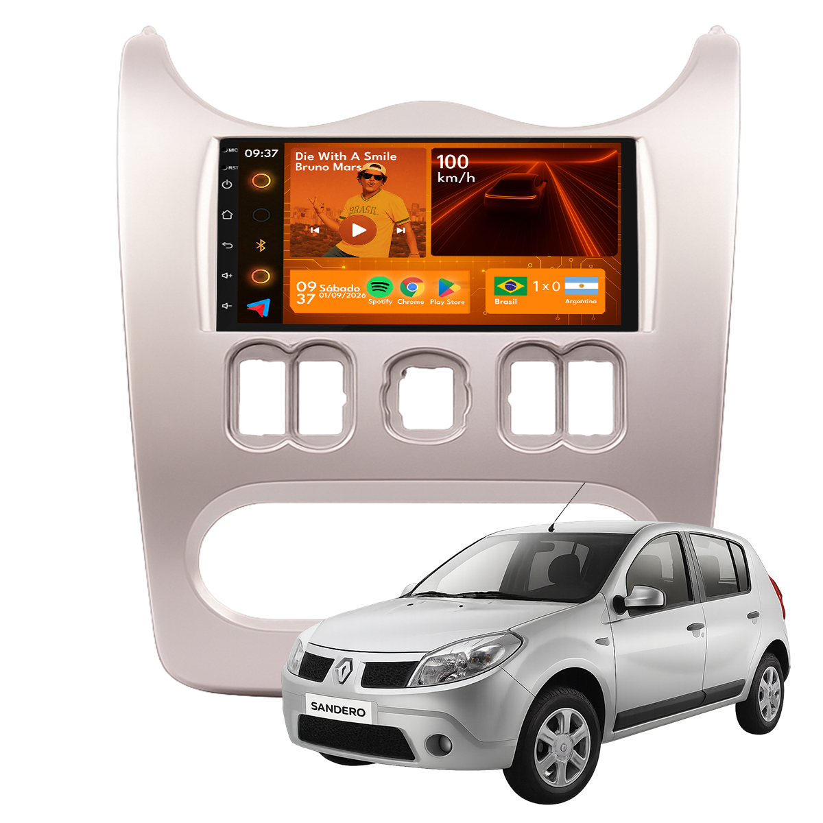 Central Multimídia Sandero 7” CarPlay Android Auto GPS Câmera - Ecarshop