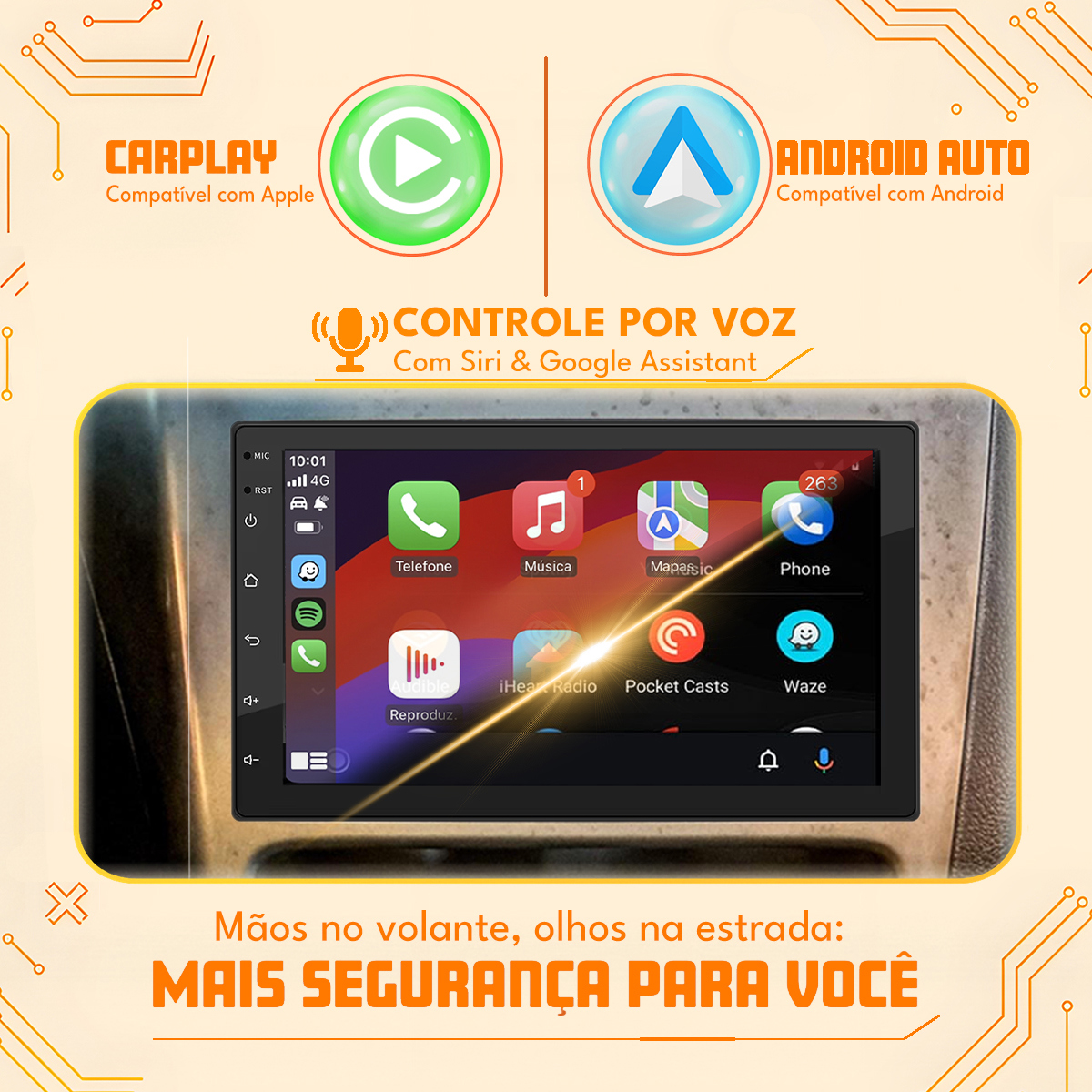 Central Multimídia Smart Fortwo 2013 a 2016 CarPlay Android - Ecarshop