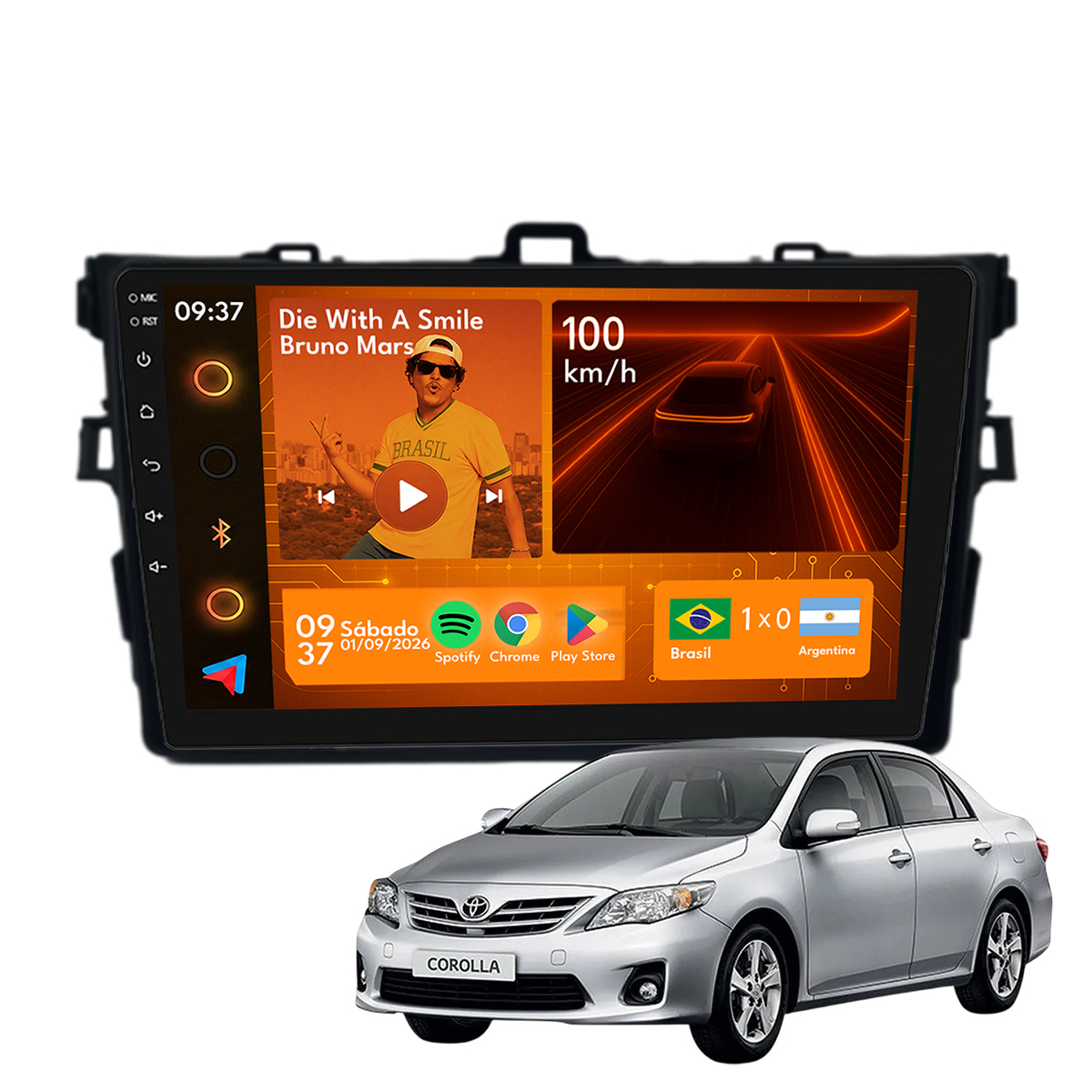 Central Multimídia Corolla 2009 2014 CarPlay Android Auto - Ecarshop