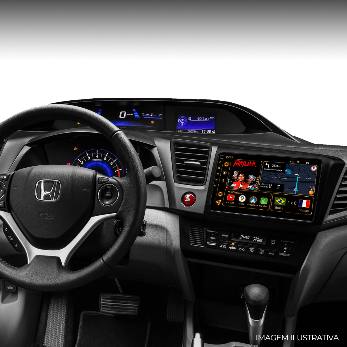 Central Multimídia Honda Civic 2012 a 2016 CarPlay Android Auto 9